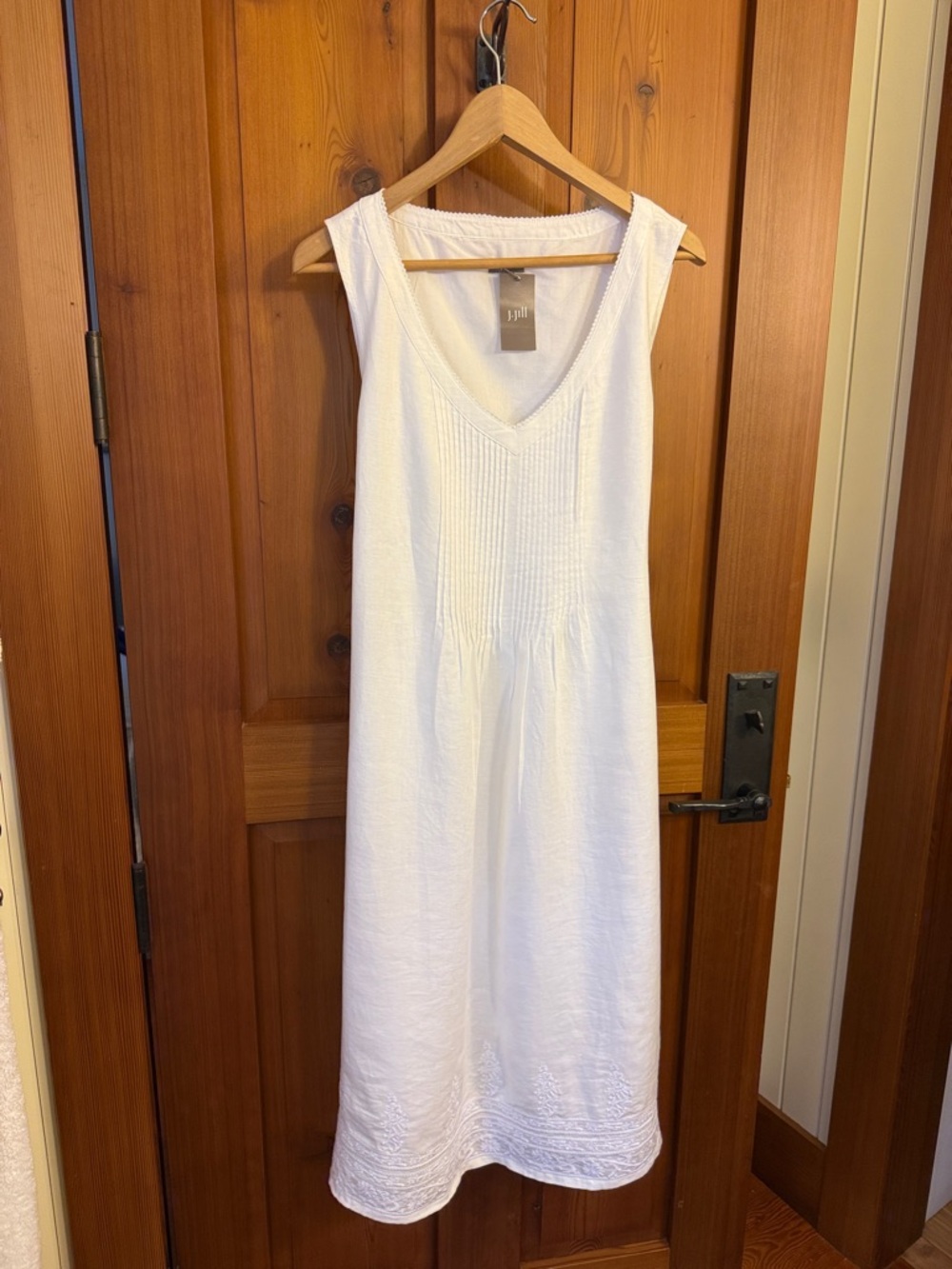 J. Jill White Sleeveless Maxi Dress with Pintuck Detail